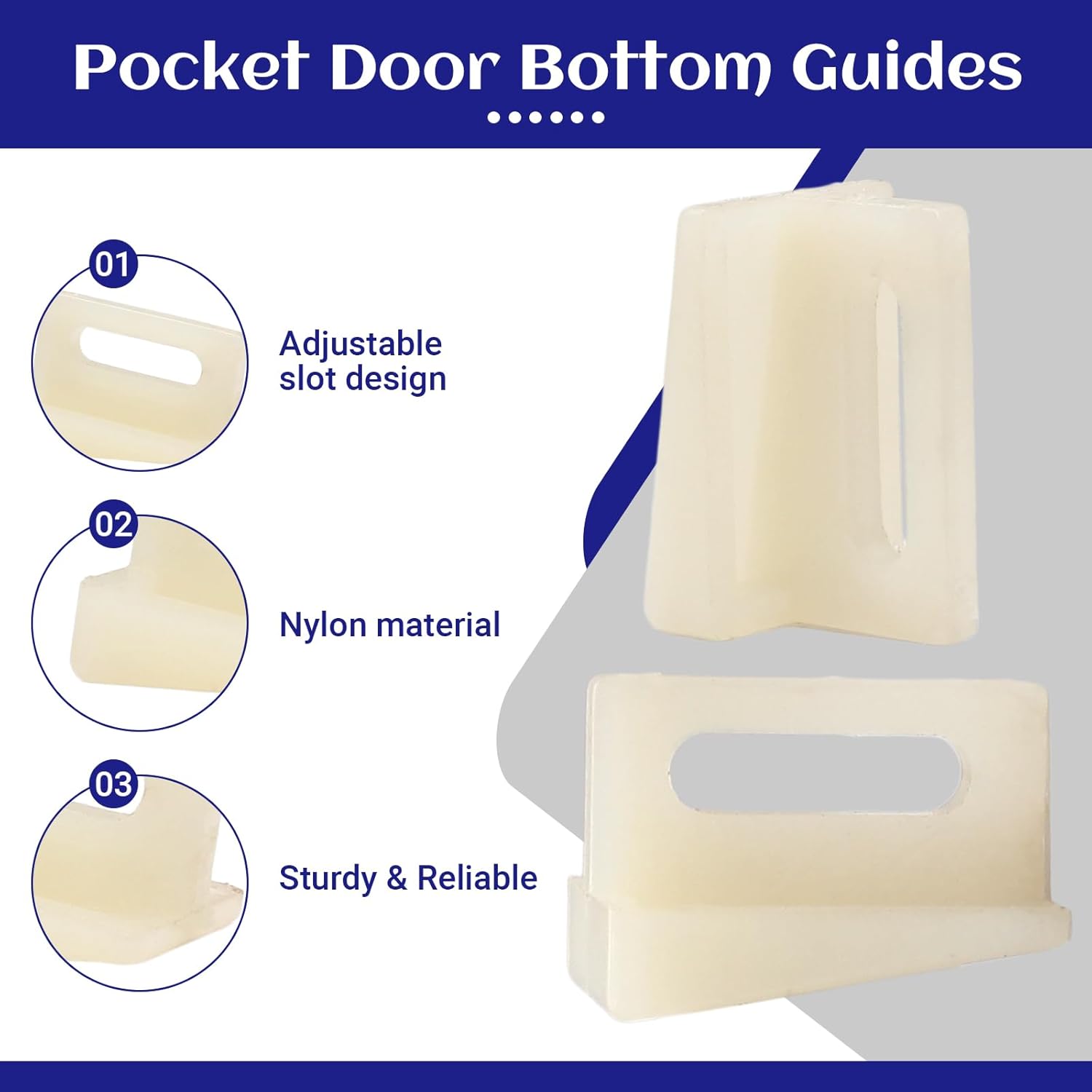 Biaungdo 10 Pack Pocket Door Bottom Guide, White Pocket Door Guide Kits Replacement V1259-DP01-D-103