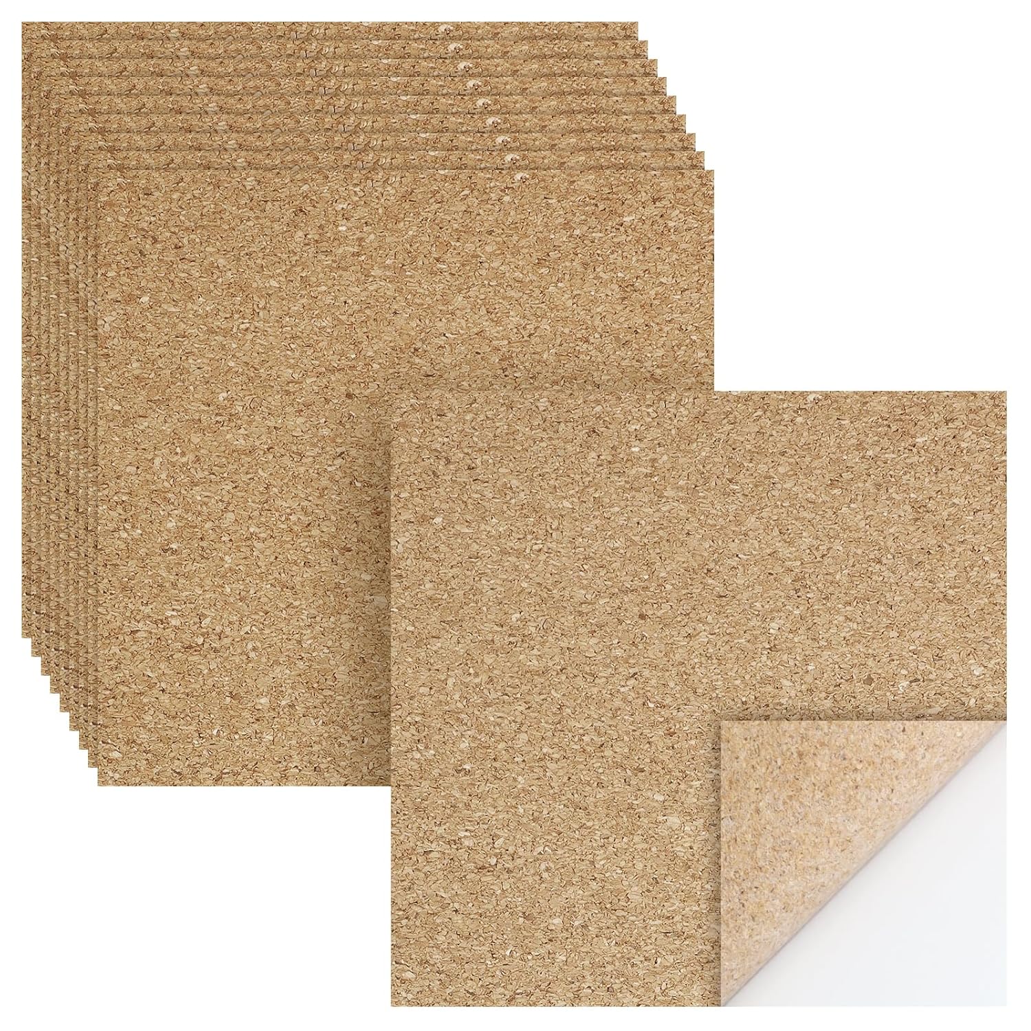 Biaungdo 10 Pcs Self Adhesive Cork Sheets, 4 X 4 Inch Cork Tile Sheet with Adhesive Backing, Square V1259-DP01-D-104