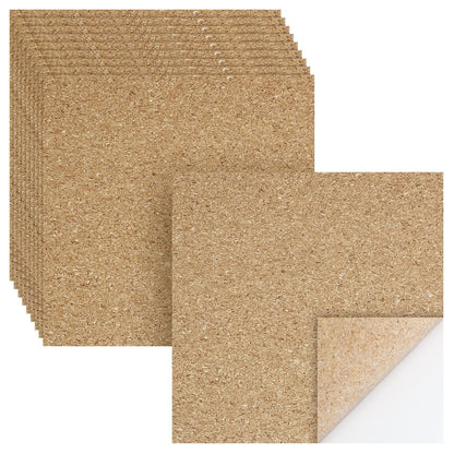 Biaungdo 10 Pcs Self Adhesive Cork Sheets, 4 X 4 Inch Cork Tile Sheet with Adhesive Backing, Square V1259-DP01-D-104