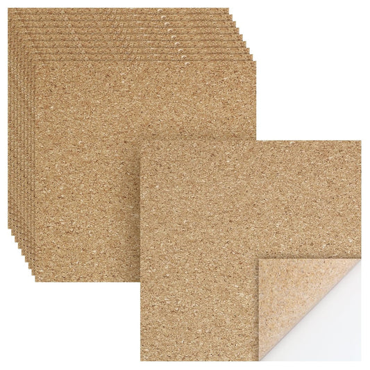 Biaungdo 10 Pcs Self Adhesive Cork Sheets, 4 X 4 Inch Cork Tile Sheet with Adhesive Backing, Square V1259-DP01-D-104