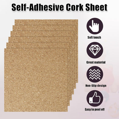 Biaungdo 10 Pcs Self Adhesive Cork Sheets, 4 X 4 Inch Cork Tile Sheet with Adhesive Backing, Square V1259-DP01-D-104