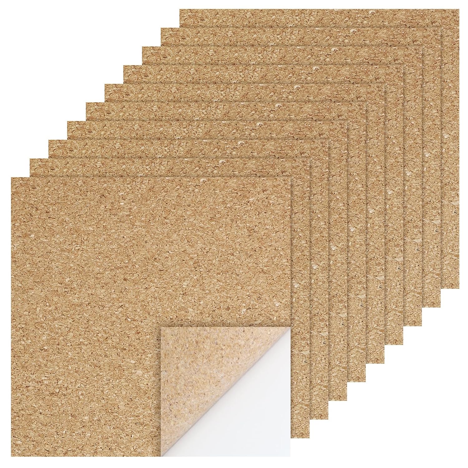 Biaungdo 10 Pcs Self Adhesive Cork Sheets, 4 X 4 Inch Cork Tile Sheet with Adhesive Backing, Square V1259-DP01-D-104
