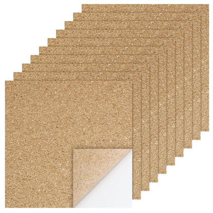 Biaungdo 10 Pcs Self Adhesive Cork Sheets, 4 X 4 Inch Cork Tile Sheet with Adhesive Backing, Square V1259-DP01-D-104