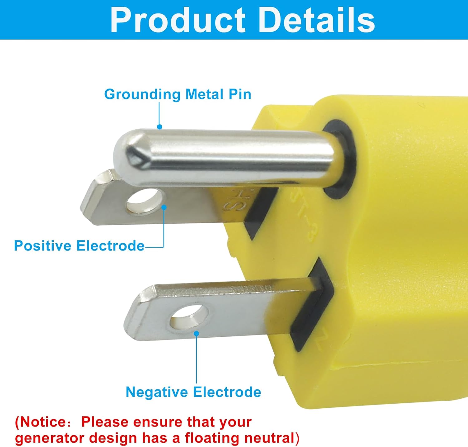 Biaungdo 2 Pack Neutral Ground Bonding Plug for Portable Inverter Generator, Surge Protector Ground Plug with V1259-DP01-D-105