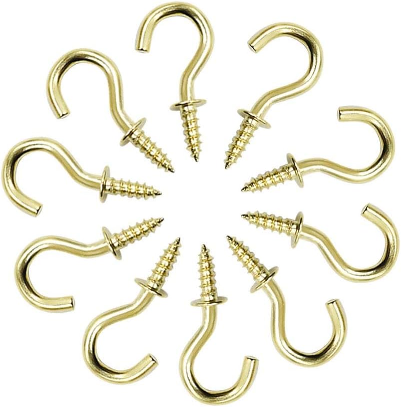 Biaungdo 200 Pcs 1/2" Gold Ceiling Hooks: Metal, Rust Resistant, 200 Mini Screw Hooks for Hanging Lightweight V1259-DP01-D-108