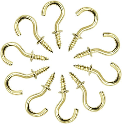 Biaungdo 200 Pcs 1/2" Gold Ceiling Hooks: Metal, Rust Resistant, 200 Mini Screw Hooks for Hanging Lightweight V1259-DP01-D-108