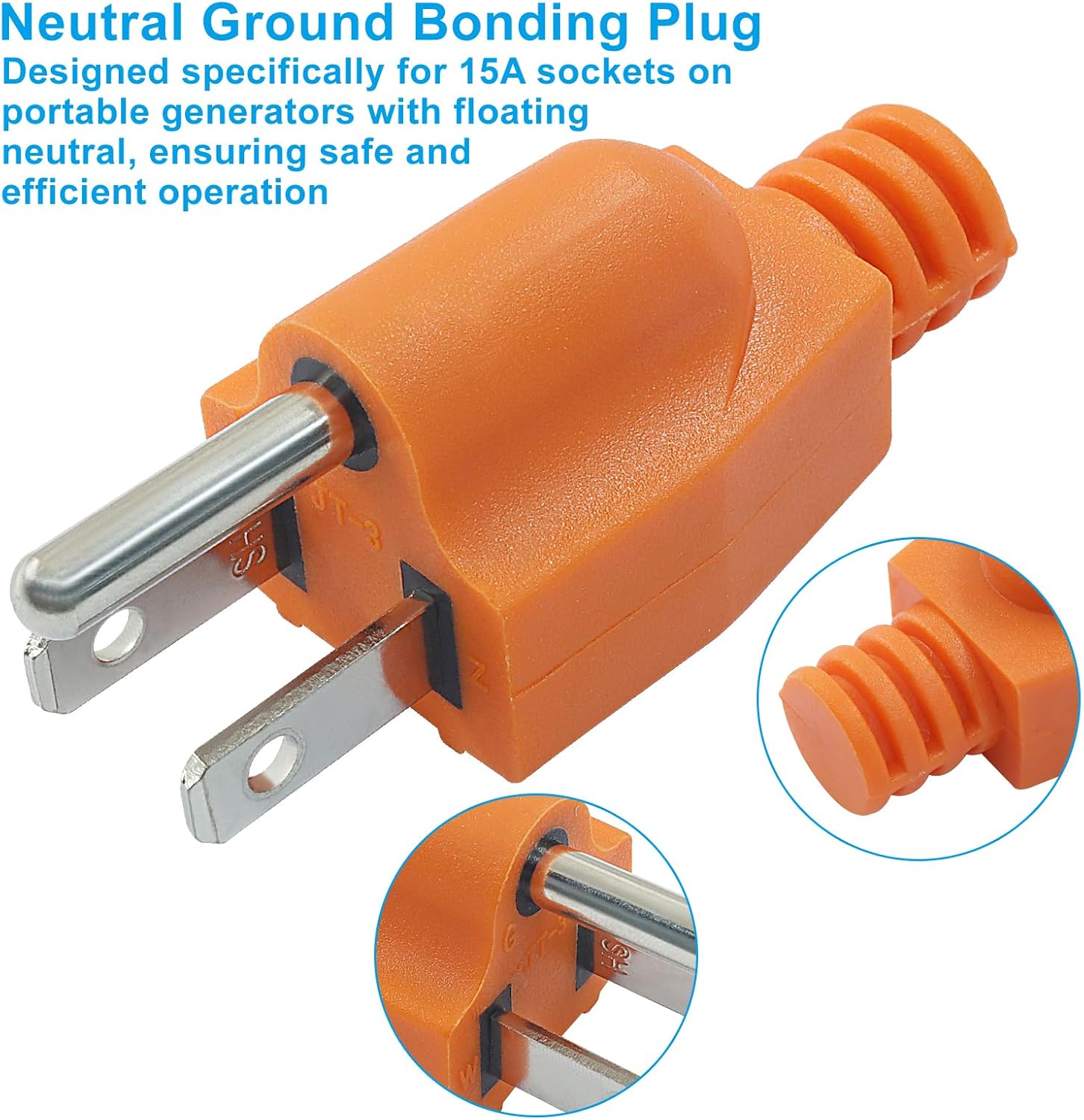 Biaungdo 1 Pack Neutral Ground Bonding Plug for Portable Inverter Generator, Surge Protector Ground Plug with V1259-DP01-D-113