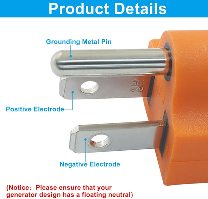 Biaungdo 1 Pack Neutral Ground Bonding Plug for Portable Inverter Generator, Surge Protector Ground Plug with V1259-DP01-D-113