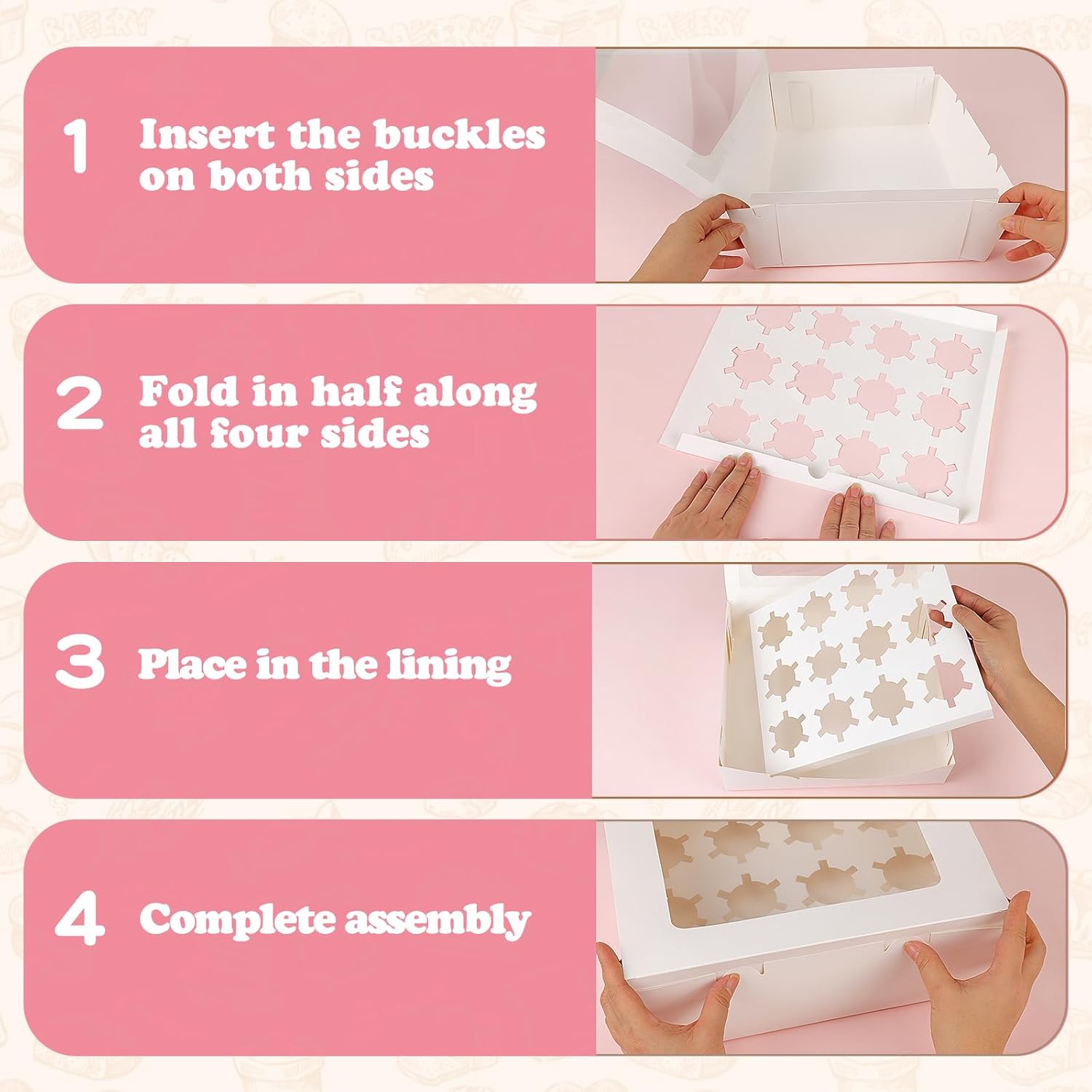 Moretoes 3PCS Cupcake Boxes with Window,Hold 12 Count Cupcake Containers for Cupcakes, Desserts, and More V1259-DP01-D-128
