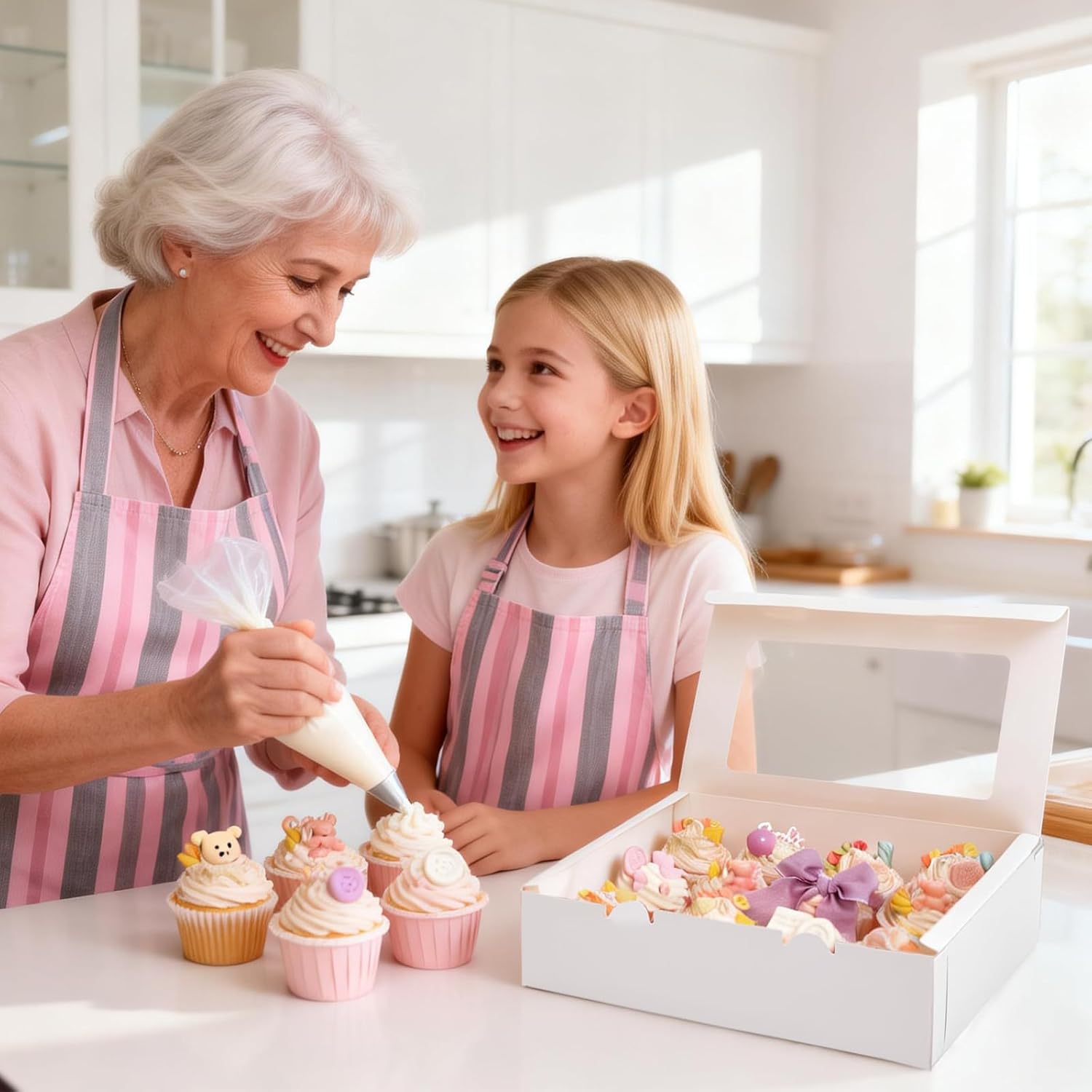 Moretoes 3PCS Cupcake Boxes with Window,Hold 12 Count Cupcake Containers for Cupcakes, Desserts, and More V1259-DP01-D-128
