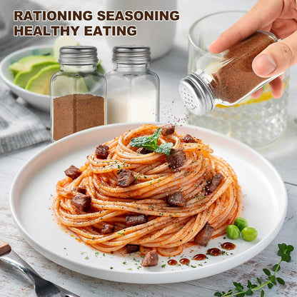 Salt and Pepper Shakers Set, Salt Shaker 2 Pcs,High Transparency Glass Stainless Steel Kitchen Tools Home V1259-DP01-D-130