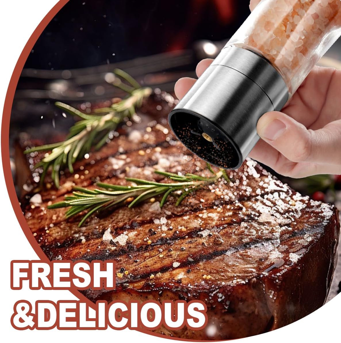 Salt Grinder Pepper Mill, and Set (Single Grinder) V1259-DP01-D-131
