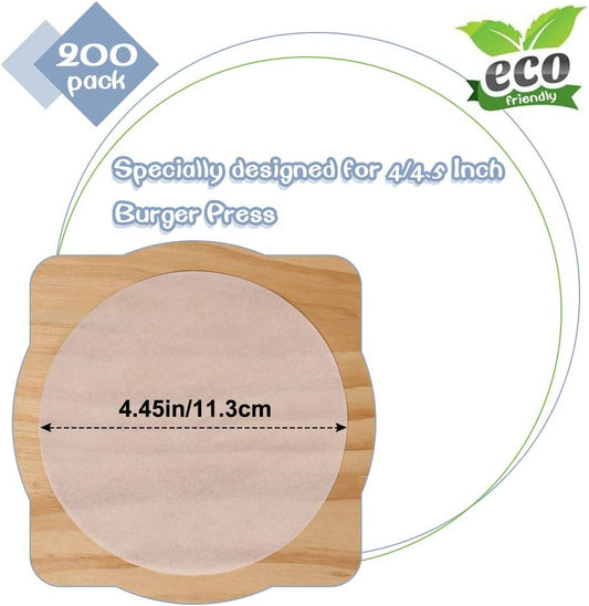 Hamburger Patty Paper Round 4.5 Inch, Set of 200, Non Stick Patty Paper Sheets for Burger Press, Patty V1259-DP01-D-133