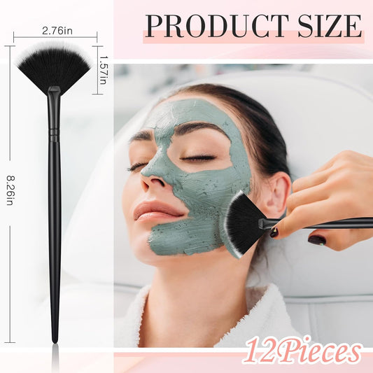 12 Pcs Soft Facial Fan Brush Blush Makeup Brush Face Mask Acid Applicator Multi Use Cosmetic Tools for Peel V1259-DP01-D-137