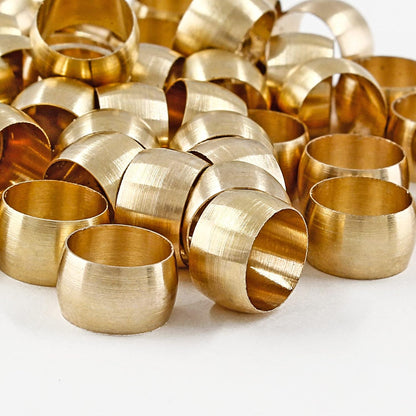 Biaungdo 50 Pcs Brass Compression Fitting, 1/4" Tube OD Compression Sleeves Ferrules Brass Compression Tube V1259-DP01-D-14