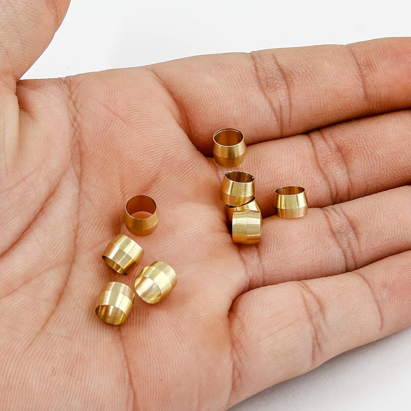 Biaungdo 50 Pcs Brass Compression Fitting, 1/4" Tube OD Compression Sleeves Ferrules Brass Compression Tube V1259-DP01-D-14