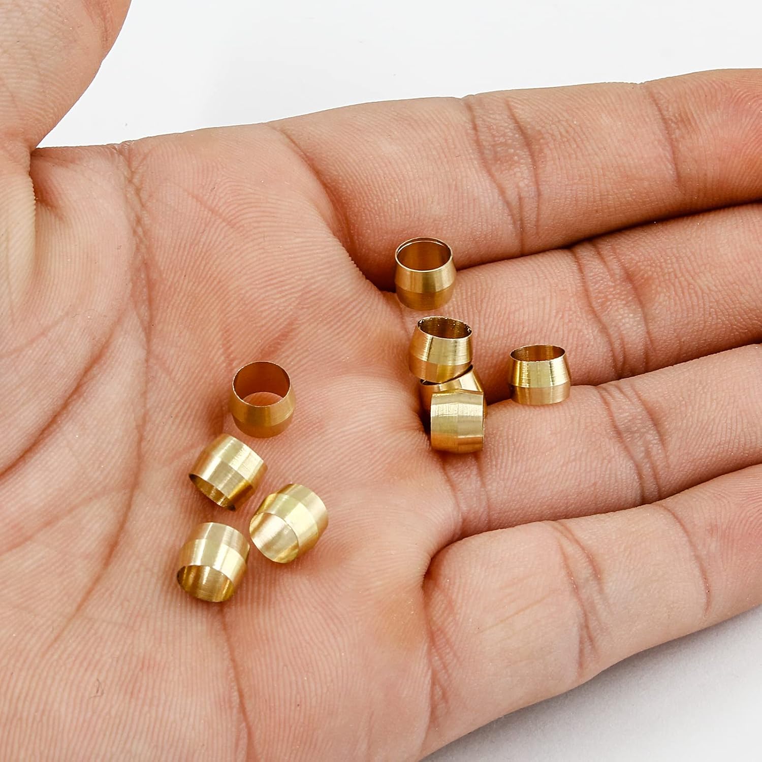 Biaungdo 50 Pcs Brass Compression Fitting, 1/4" Tube OD Compression Sleeves Ferrules Brass Compression Tube V1259-DP01-D-14