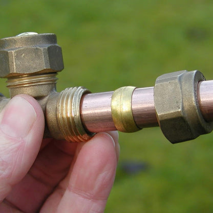 Biaungdo 50 Pcs Brass Compression Fitting, 1/4" Tube OD Compression Sleeves Ferrules Brass Compression Tube V1259-DP01-D-14