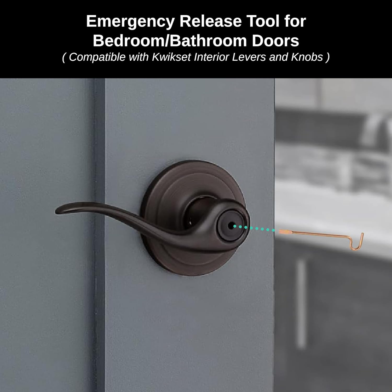 Bedroom/Bathroom Door Steel Emergency Release Tool Compatible with Kwikset Interior Levers and Knobs (6), V1259-DP01-D-140