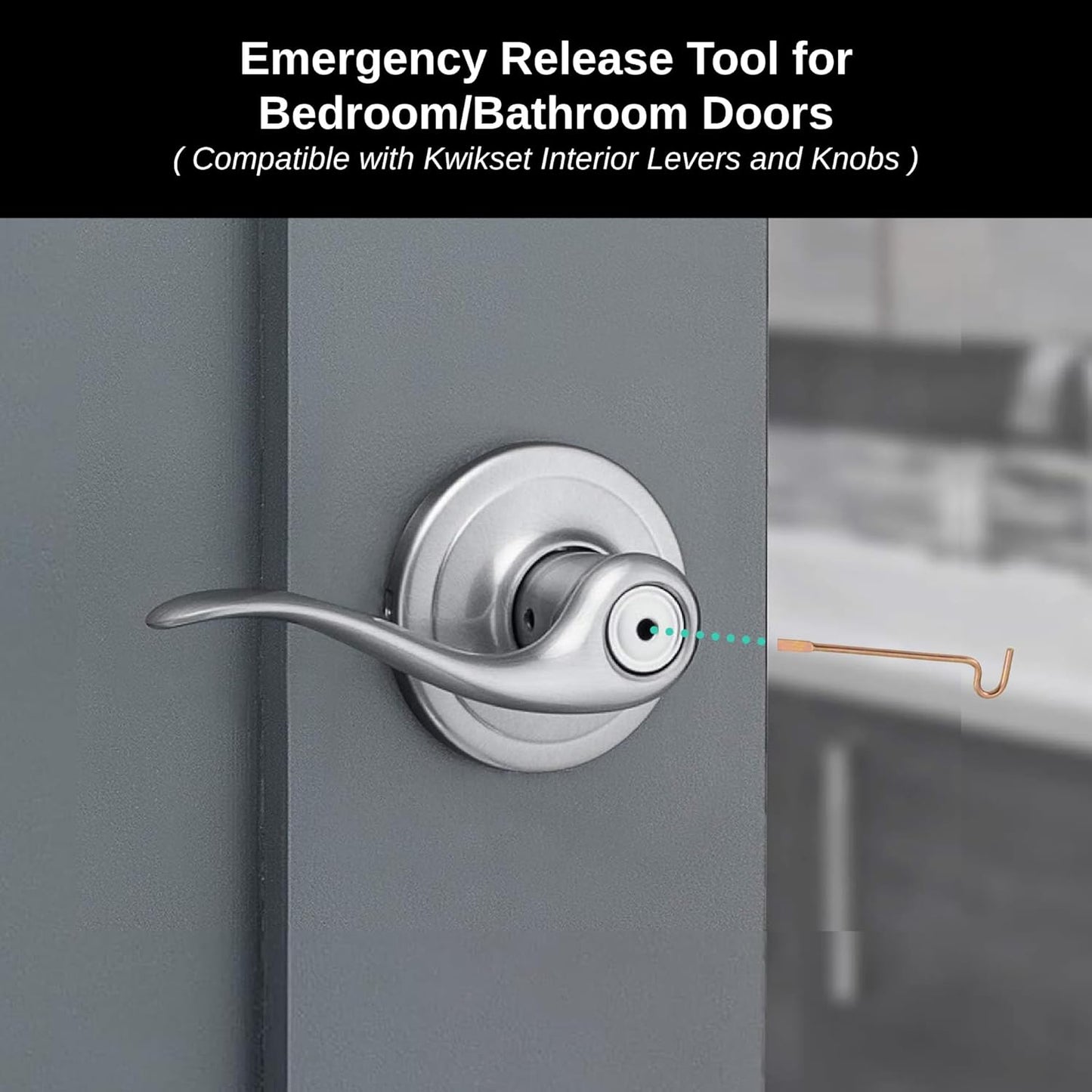 Bedroom/Bathroom Door Steel Emergency Release Tool Compatible with Kwikset Interior Levers and Knobs (6), V1259-DP01-D-140