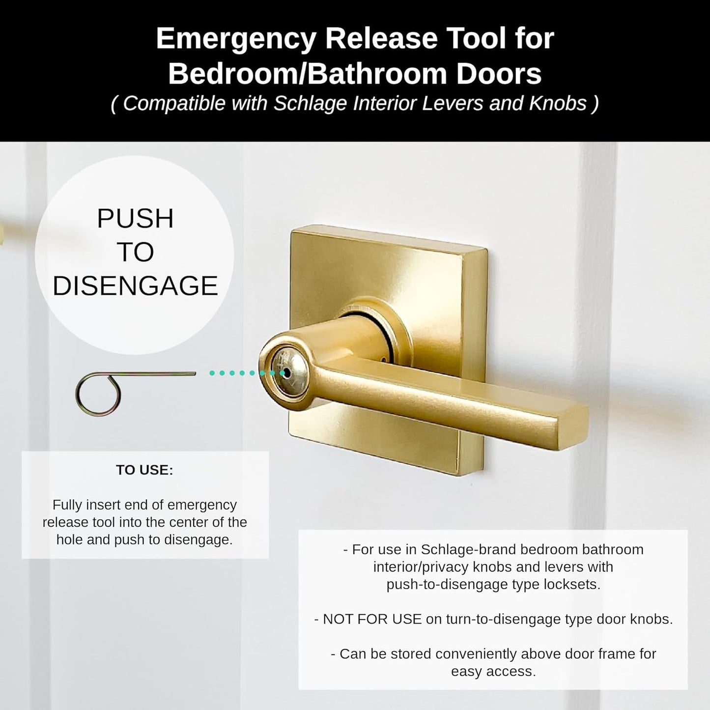 Schlage M504-271 Interior Bedroom Bathroom Emergency Door Lock Key Pin 10 Pack V1259-DP01-D-142