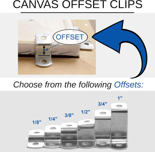 Canvas Clips 8-Pk: (1/2" Offset) or Choose Your Length; Mirror Picture Frame or Artwork Hanging Floater V1259-DP01-D-143