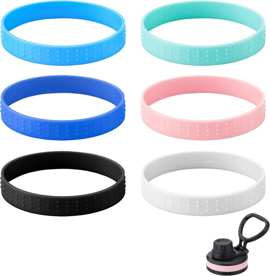 6 Pack Rubber Lid Grip Bands Three Finger Spout Lid, Non-Slip & Multicolor Grip Strap, Fits for Wide Mouth V1259-DP01-D-156