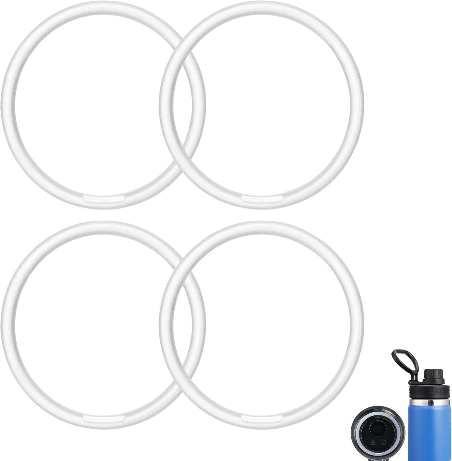 Gasket Replacement Three Finger Water Bottle Spout Lid ONLY, 4 Pack Silicone Sealing O Rings, Leak Proof & V1259-DP01-D-157