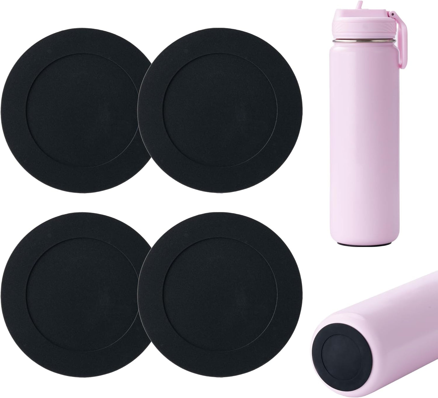 4 Pack Silicone Bottom Protector Mat for Lululemon Sport Water Bottle 18 24 OZ, Anti Slip Rubber Bottom with V1259-DP01-D-158
