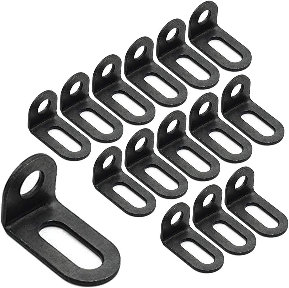 Biaungdo 18x18x30mm/0.7"x0.7"x1.2" Adjustable Right Angle Brackets L-shape Corner Brace Support Black- (15 V1259-DP01-D-16