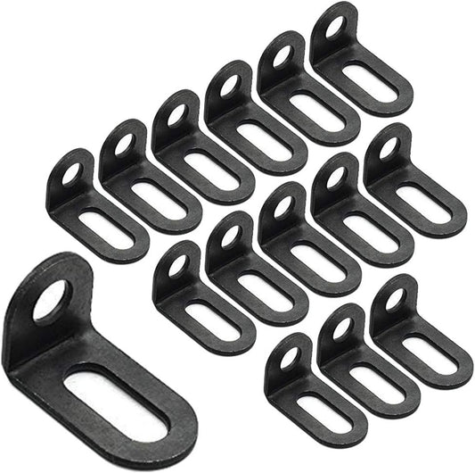 Biaungdo 18x18x30mm/0.7"x0.7"x1.2" Adjustable Right Angle Brackets L-shape Corner Brace Support Black- (15 V1259-DP01-D-16