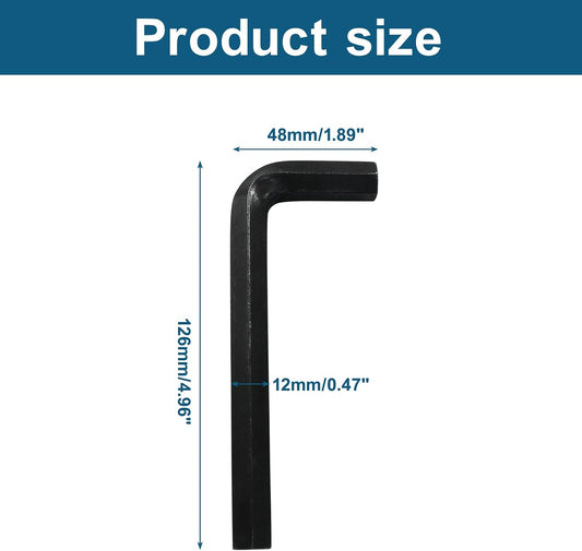 Biaungdo 2 Pcs Black 12mm Hex Key Wrench, Small Allen key Wrench, L Shaped Hexagon Hex Key Spanner Set V1259-DP01-D-17