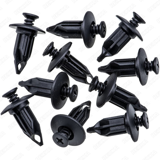 Rexka 10pcs Bumper Cover Retainer Clips 12mm Push Pin Compatible with Chrysler 6502625 07-18 Jeep Wrangler & V1259-DP01-D-187