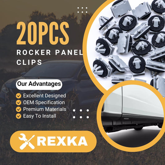 Rexka 20pcs Rocker Wheel Flare Moulding Clips Compatible with Jeep Grand Cherokee Compass Cherokee 68172491AA V1259-DP01-D-189