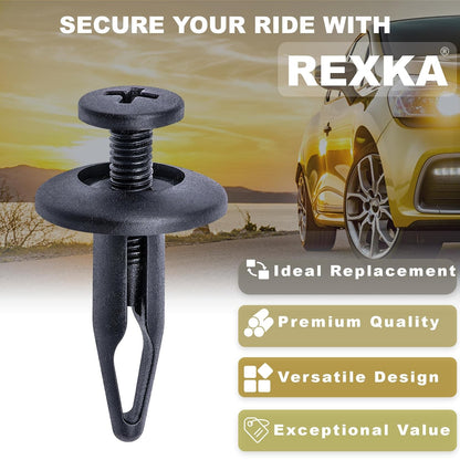 Rexka 20pcs Radiator Shroud & Trim Retainer Push-Type Clips Rivet Compatible with GM 20664092 Ford N804570S V1259-DP01-D-193