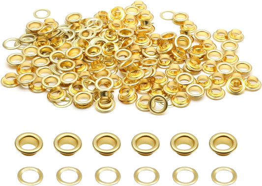 Biaungdo 1/4" Eyelets, Gold Grommets Eyelets, Metal Eyelets with Washers for Canvas, Shoes, Clothing, Fabric, V1259-DP01-D-20