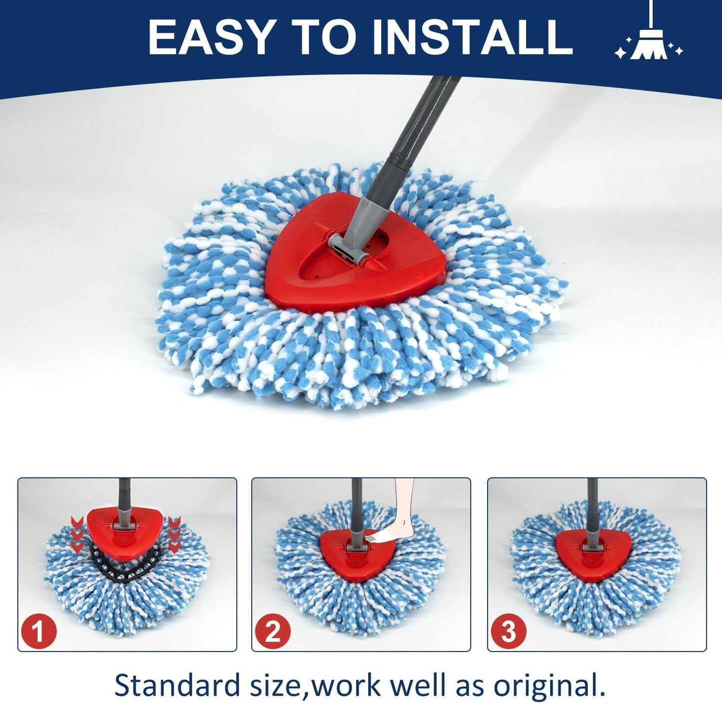 Spin Mop Replacement Head Base Compatible with Oceda EasyWring 1-Tank System Mop Rotating Triangle Mop Head V1259-DP01-D-208