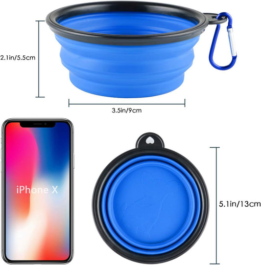 3 Collapsible Silicone Dog Bowl, oldable Expandable Cup Dish or Small Pet Cat ood Water eeding Portable V1259-DP01-D-212