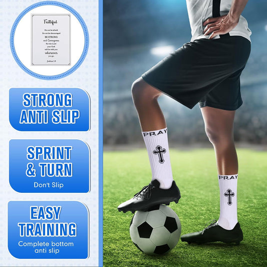 4 Pairs Christian Cross Socks Cross Grip Soccer Sock Anti Slip with Bible Verse Card I Still Remember The Day V1259-DP01-D-216
