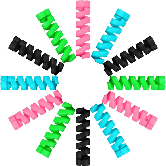24 Pcs Charger Cable Protector,Silicone lexible Cable Saver,Spiral USB Mouse Wire Protector or Headphone V1259-DP01-D-217