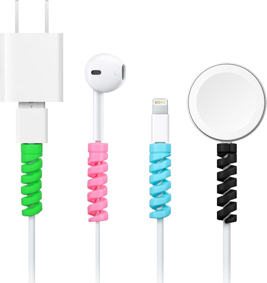 24 Pcs Charger Cable Protector,Silicone lexible Cable Saver,Spiral USB Mouse Wire Protector or Headphone V1259-DP01-D-217