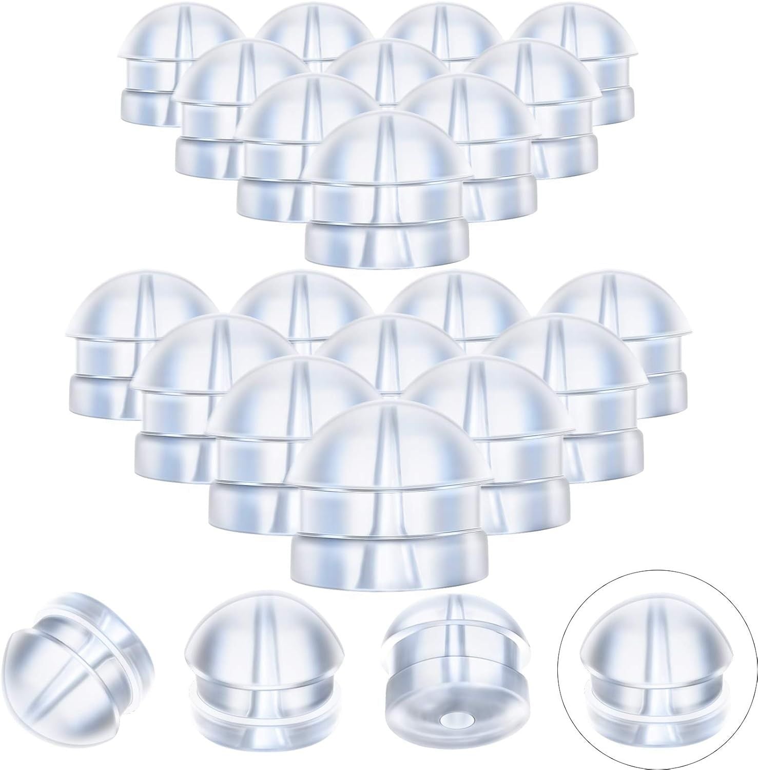 100 Pieces Clear Earring Backs Hamburger Shaped Saety Backs Secure Locking Silicone Earring Backs Stopper or V1259-DP01-D-219