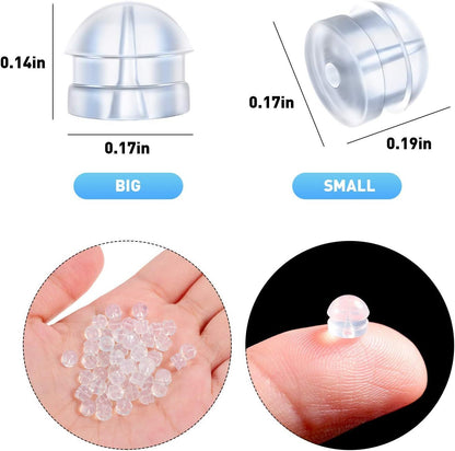 100 Pieces Clear Earring Backs Hamburger Shaped Saety Backs Secure Locking Silicone Earring Backs Stopper or V1259-DP01-D-219