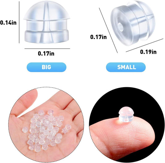 100 Pieces Clear Earring Backs Hamburger Shaped Saety Backs Secure Locking Silicone Earring Backs Stopper or V1259-DP01-D-219