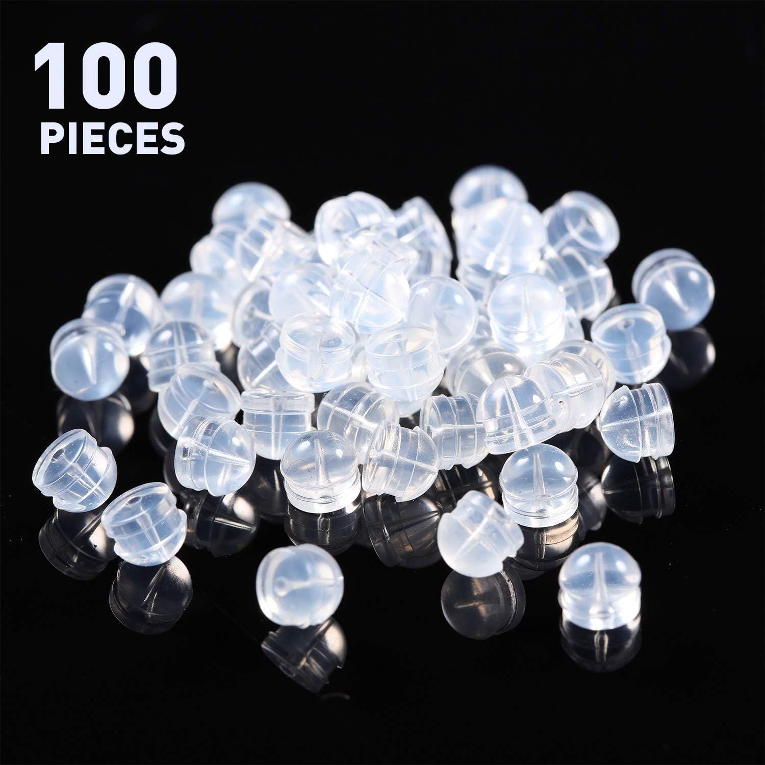 100 Pieces Clear Earring Backs Hamburger Shaped Saety Backs Secure Locking Silicone Earring Backs Stopper or V1259-DP01-D-219