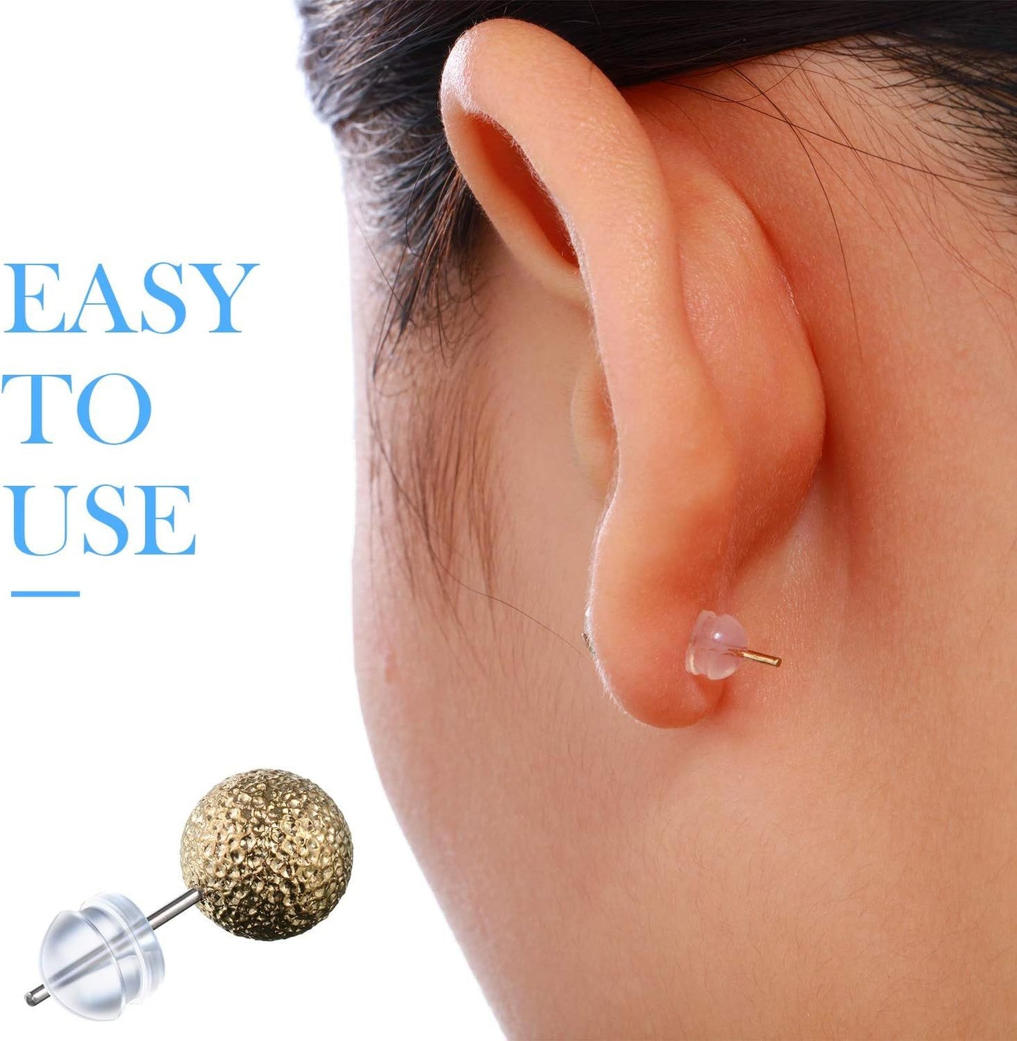 100 Pieces Clear Earring Backs Hamburger Shaped Saety Backs Secure Locking Silicone Earring Backs Stopper or V1259-DP01-D-219