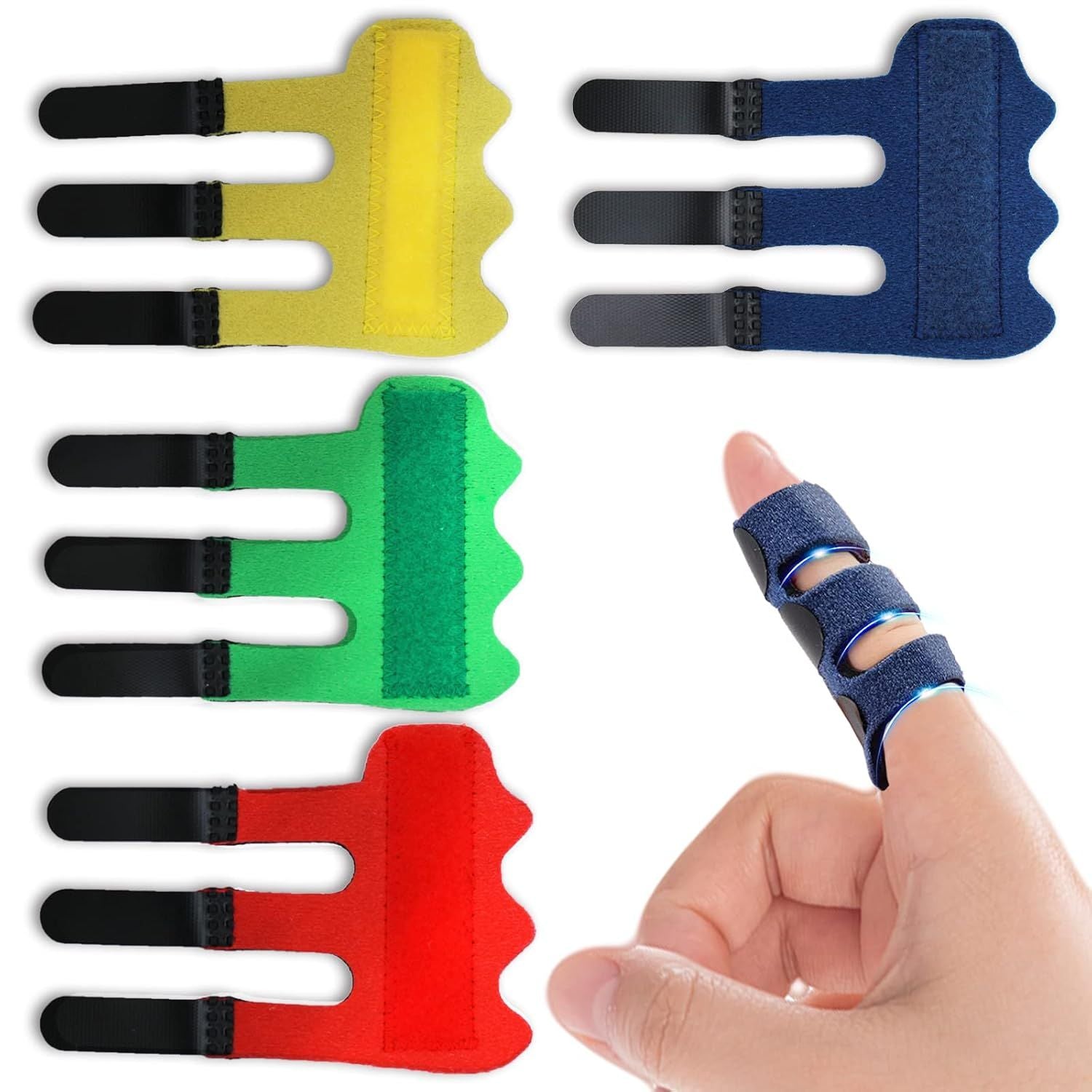 4 Pcs Upgraded Trigger inger Splint: Trigger inger Brace Support with 3 Adjustable ixing Belt, inger V1259-DP01-D-227