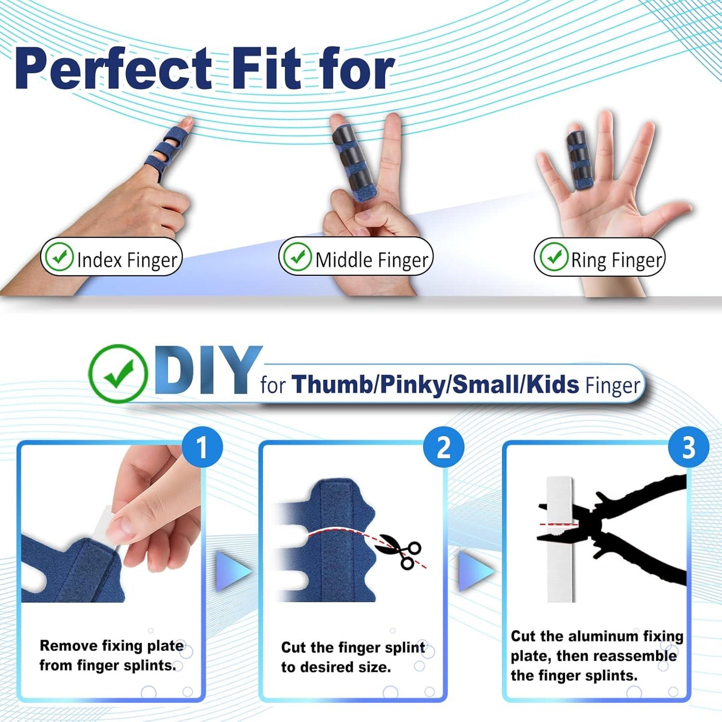 4 Pcs Upgraded Trigger inger Splint: Trigger inger Brace Support with 3 Adjustable ixing Belt, inger V1259-DP01-D-227