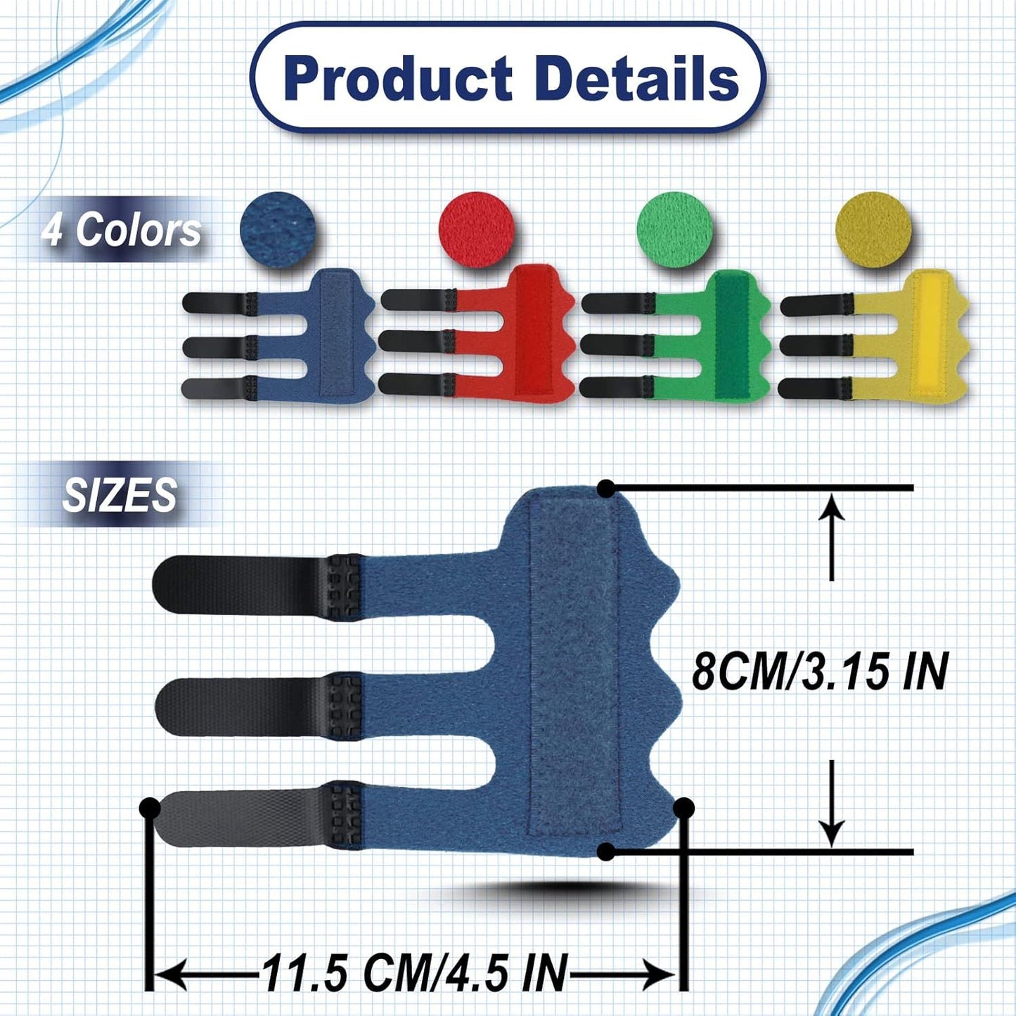4 Pcs Upgraded Trigger inger Splint: Trigger inger Brace Support with 3 Adjustable ixing Belt, inger V1259-DP01-D-227