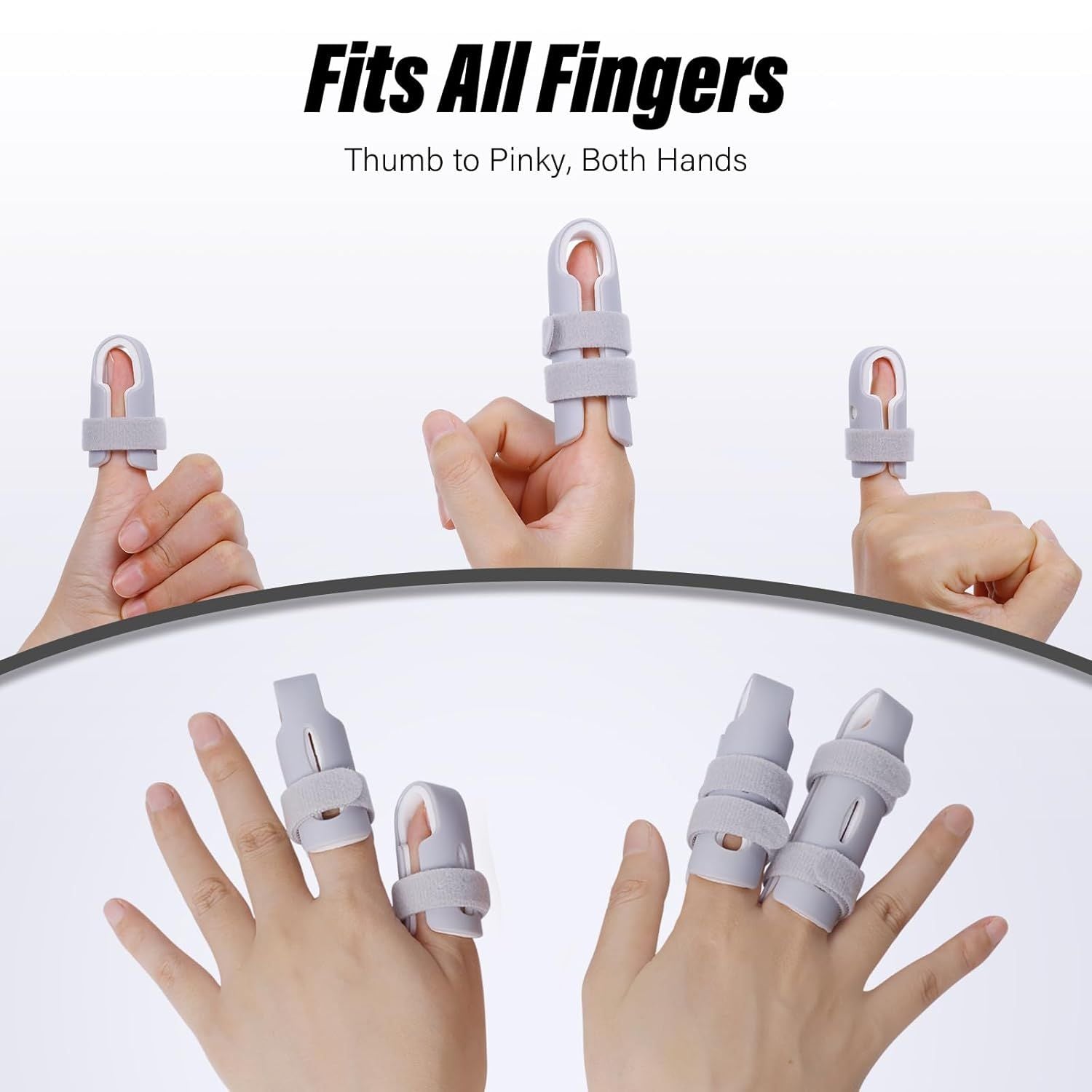 Lightweight inger Splint, 4 Graduated inger Braces Support or Thumb/Middle/Ring/Index/Pinky, Stabilizer V1259-DP01-D-228